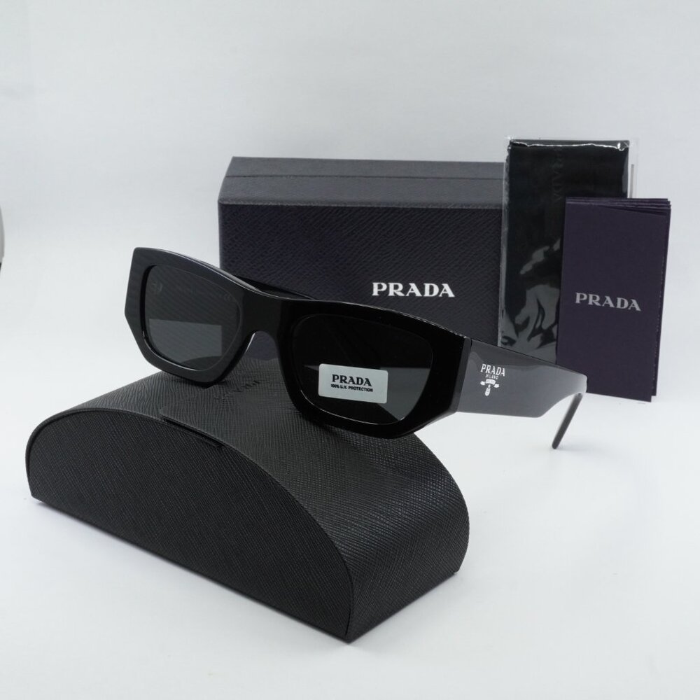 Prada PRA01S 16K08Z Square Sunglasses – Black\Dark Grey - Picture 9 of 9